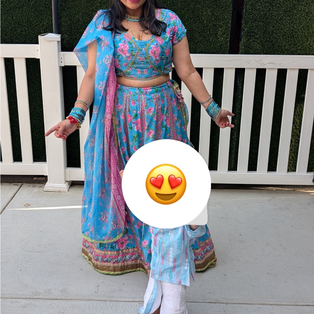 Elegant Blue and Pink Women's Lehenga